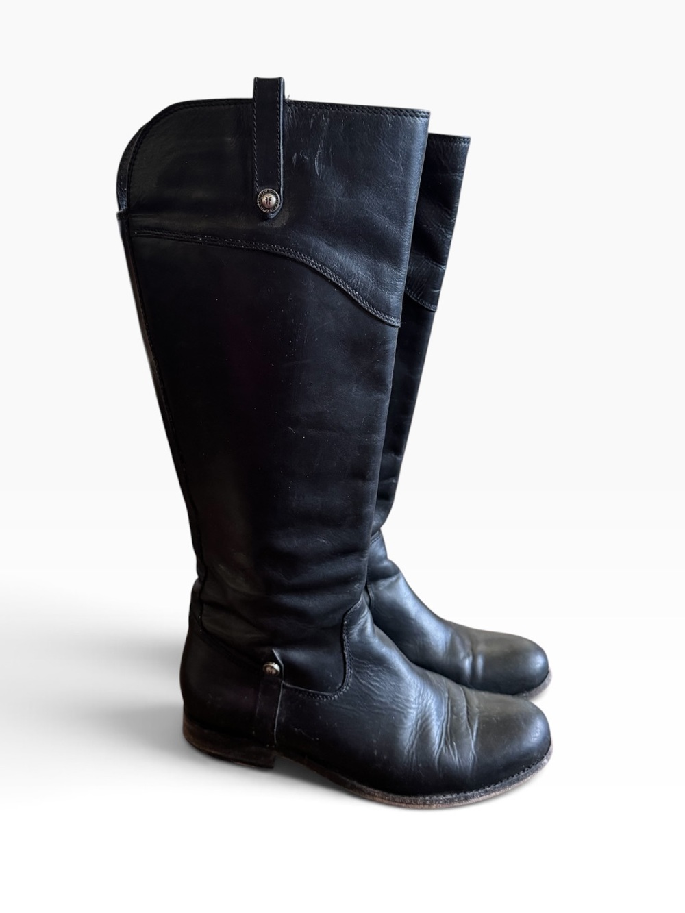 Frye Black Leather Knee High Riding Boots
